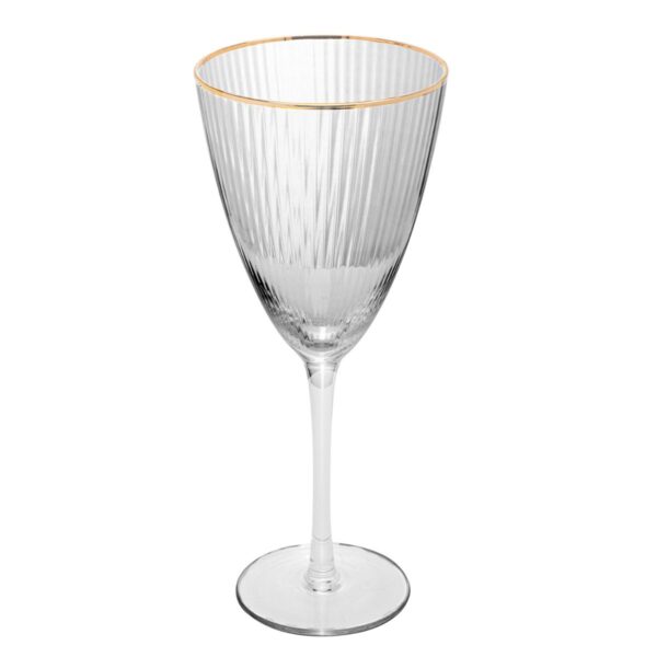 Jogo de 2 Taça De Vidro Para Vinho Com Borda Dourada Lines 400 Ml