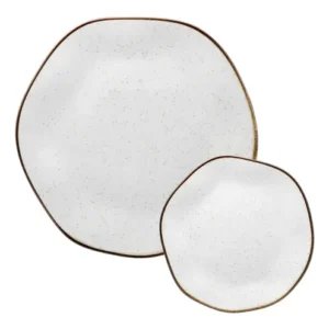 Conjunto de Pratos Rasos /Sobremesa Ryo Maresia 12 Peças em Porcelana