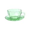 Xícaras de Chá Peach 240ml em Vidro Verde – Kit com 6 Unidades