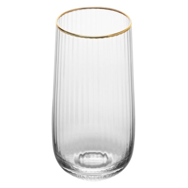 Jogo de 2 Copos Altos de Vidro Lines com Fio de Ouro- 450ml