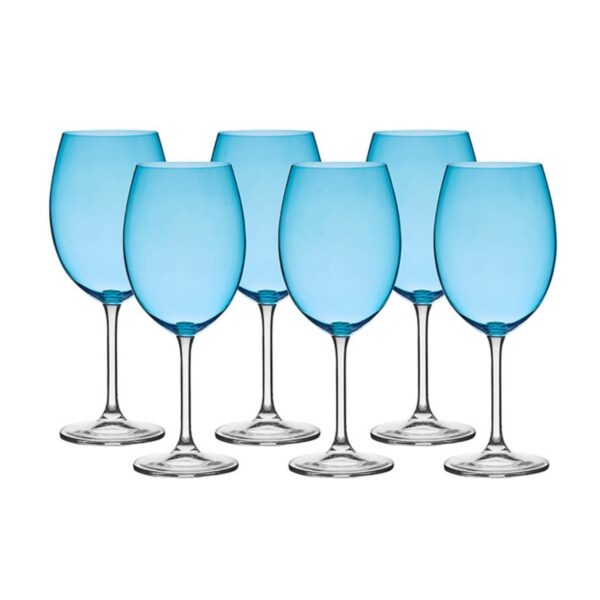 Jogo de 6 taças de Cristal Bohemia Bordeau Azul claro - 580 Ml - Imagem 2