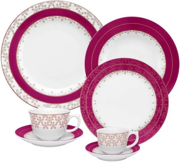 Aparelho Jantar Chá/Café Flamingo Dama de Honra 42 Peças