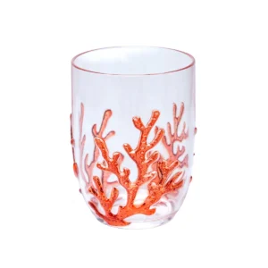 Jogo de 6 Copo Baixo Acrílico Coral Vermelho - 465 Ml