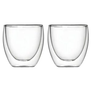 Kit 2 Xícaras Copo De Vidro Para Café De Parede Dupla 90ml