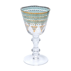 Jogo de Taça 6 peças Vinho Verde/Dourado Detalhe Biza