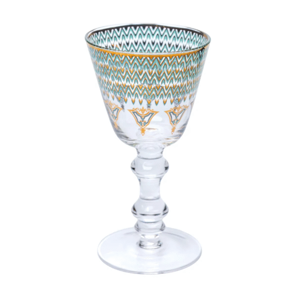 Jogo de Taça 6 peças Vinho Verde/Dourado Detalhe Biza