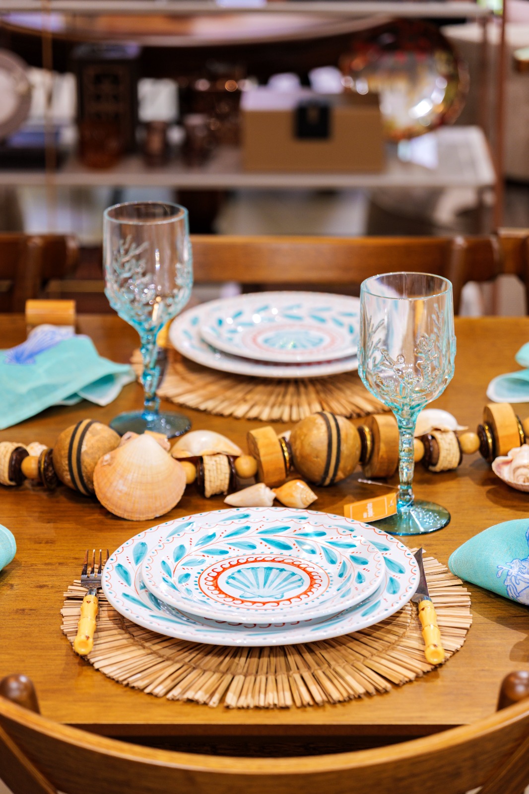 Jogo 12 Pratos Concha Marinha Turquesa Luiz Salvador - Imagem 4