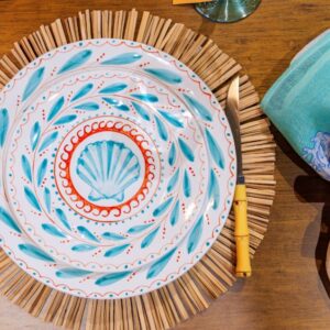 Jogo 12 Pratos Concha Marinha Turquesa Luiz Salvador