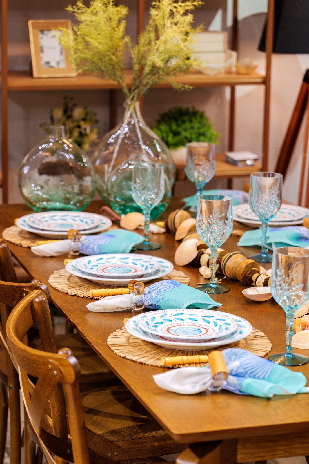 Jogo 12 Pratos Concha Marinha Turquesa Luiz Salvador - Imagem 5